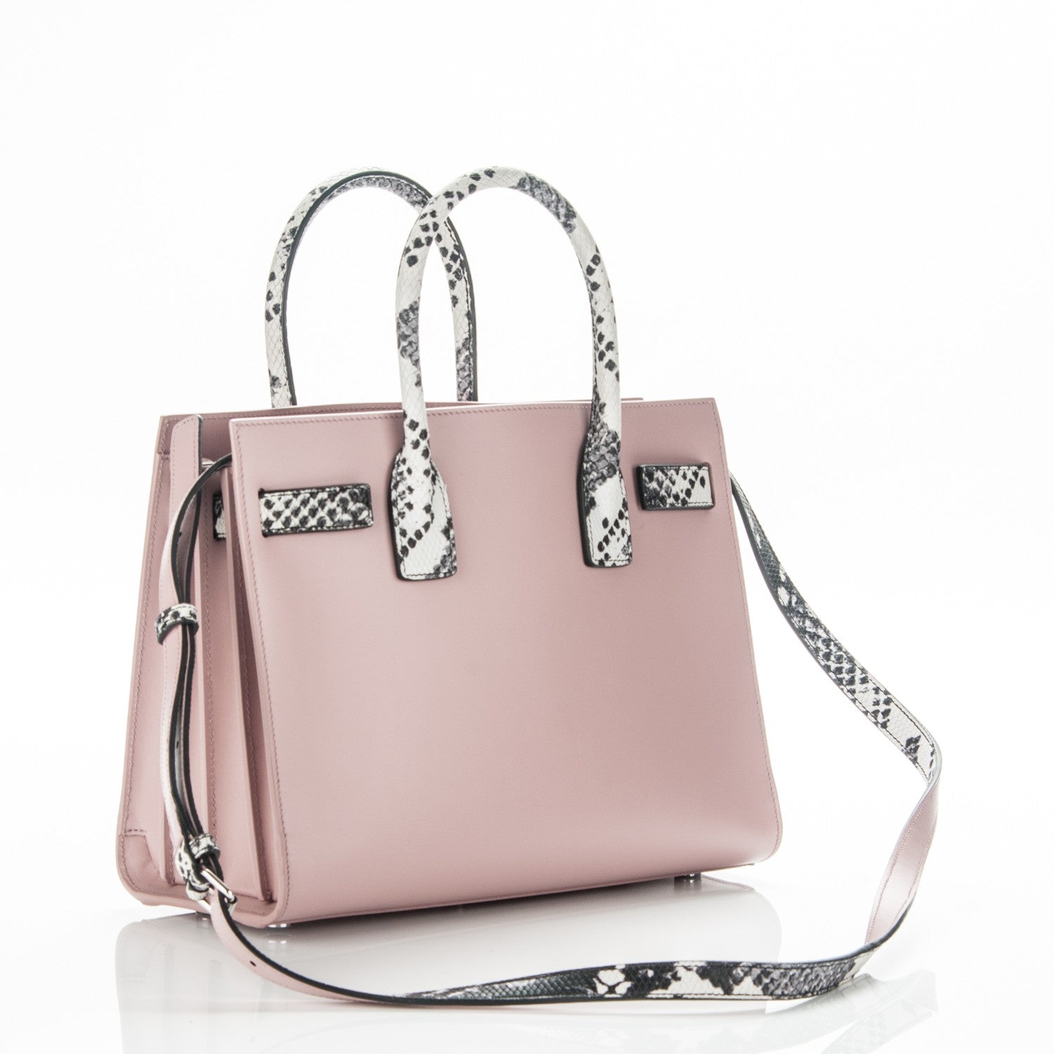 Saint Laurent Calfskin Embossed Python Baby Sac De Jour Powder Pink 3 of 6