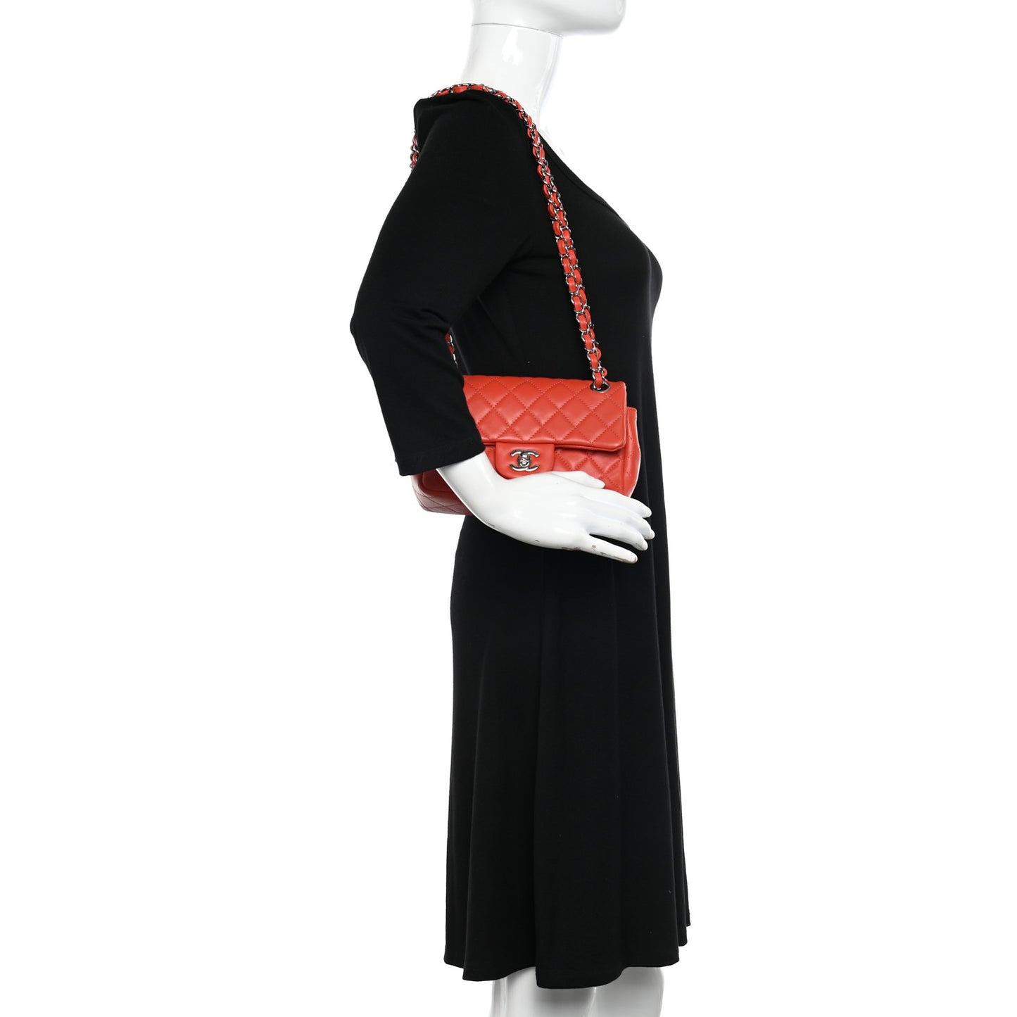 Lambskin Quilted Mini Rectangular Flap Red