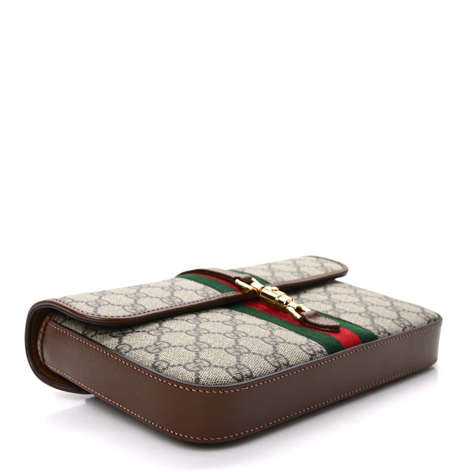 Gucci GG Supreme Monogram Azalea Calfskin Web Jackie 1961 Belt Bag 90 36 Beige Ebony Brown Sugar 4 of 8