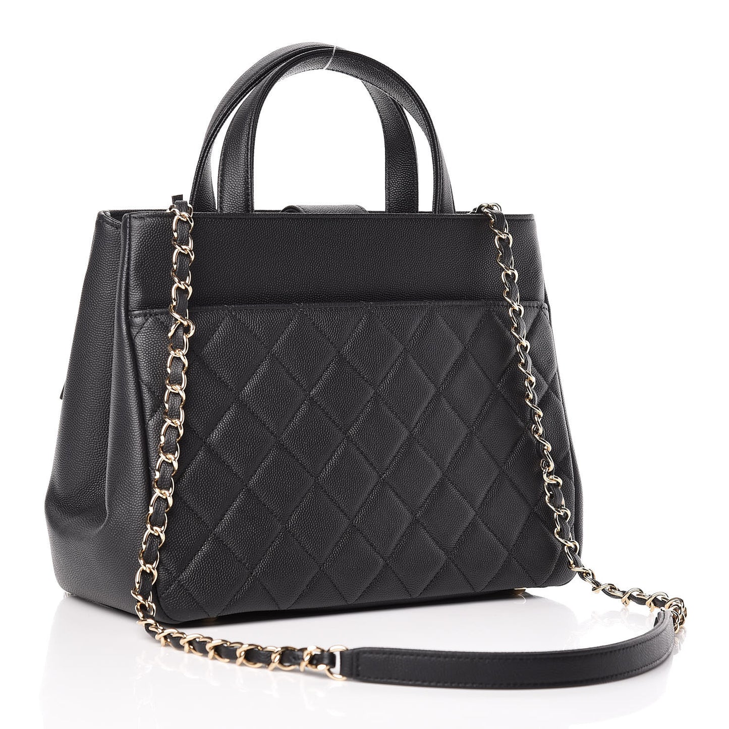 Caviar Quilted Small Business Affinity Shopping Bag Black