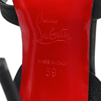 Christian Louboutin Glitter Calfskin Emilie 100 Slingback Sandals 39 Black 6 of 9