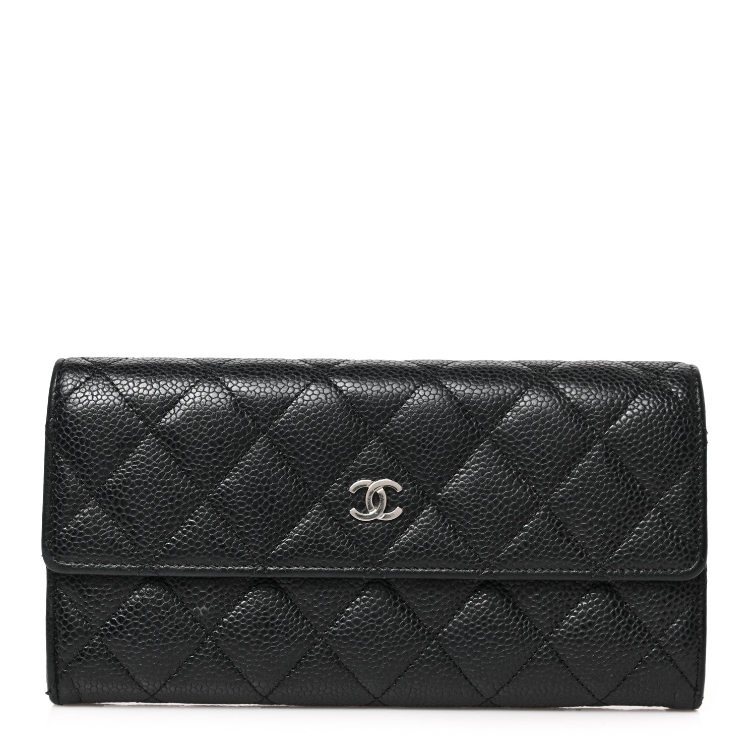 Chanel Caviar Quilted Large Gusset Flap Wallet Black 1 of 7
