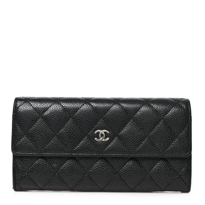 Chanel Caviar Quilted Large Gusset Flap Wallet Black 1 of 7