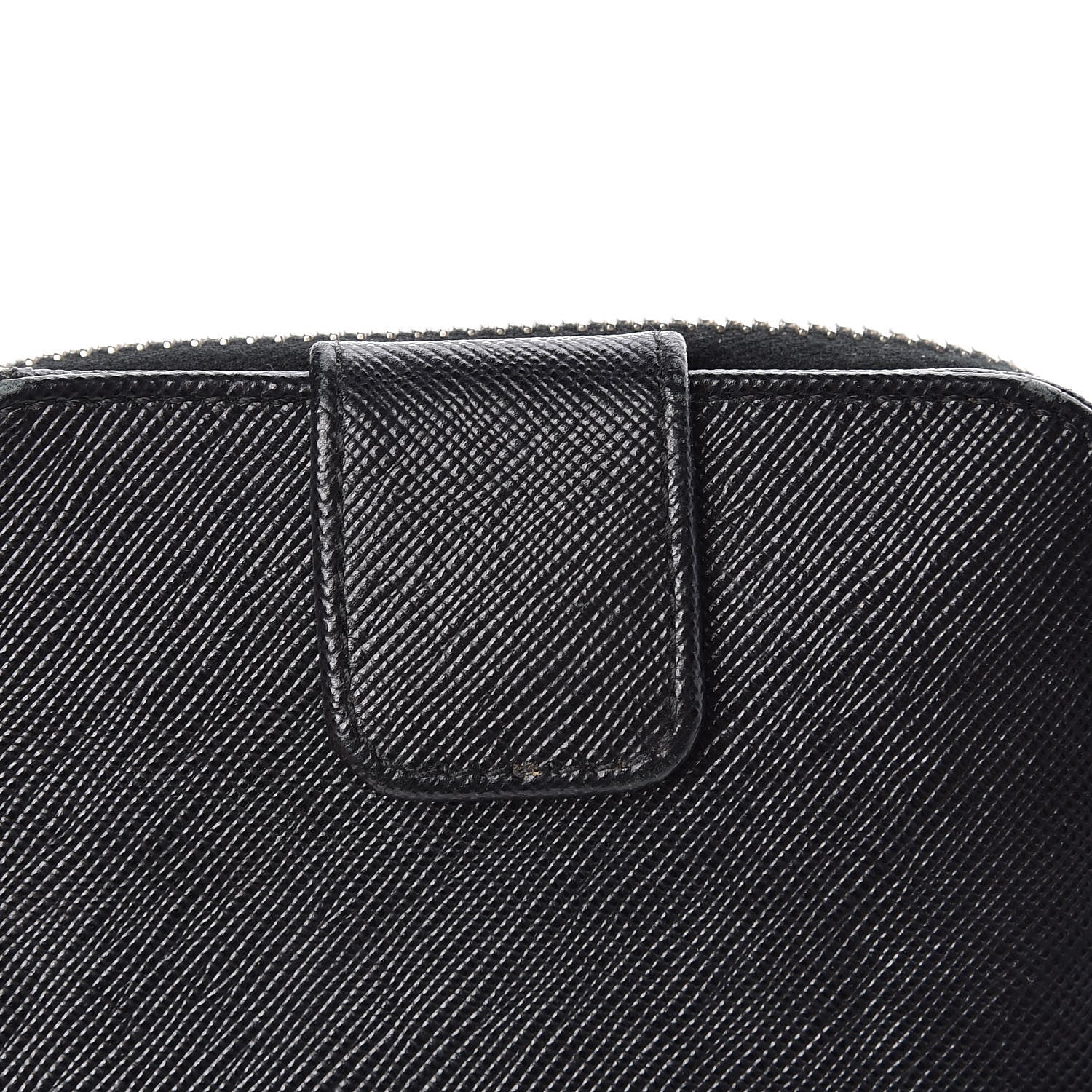 Prada Saffiano Metal Compact Zip Around Wallet Black 12 of 12