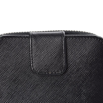 Prada Saffiano Metal Compact Zip Around Wallet Black 12 of 12