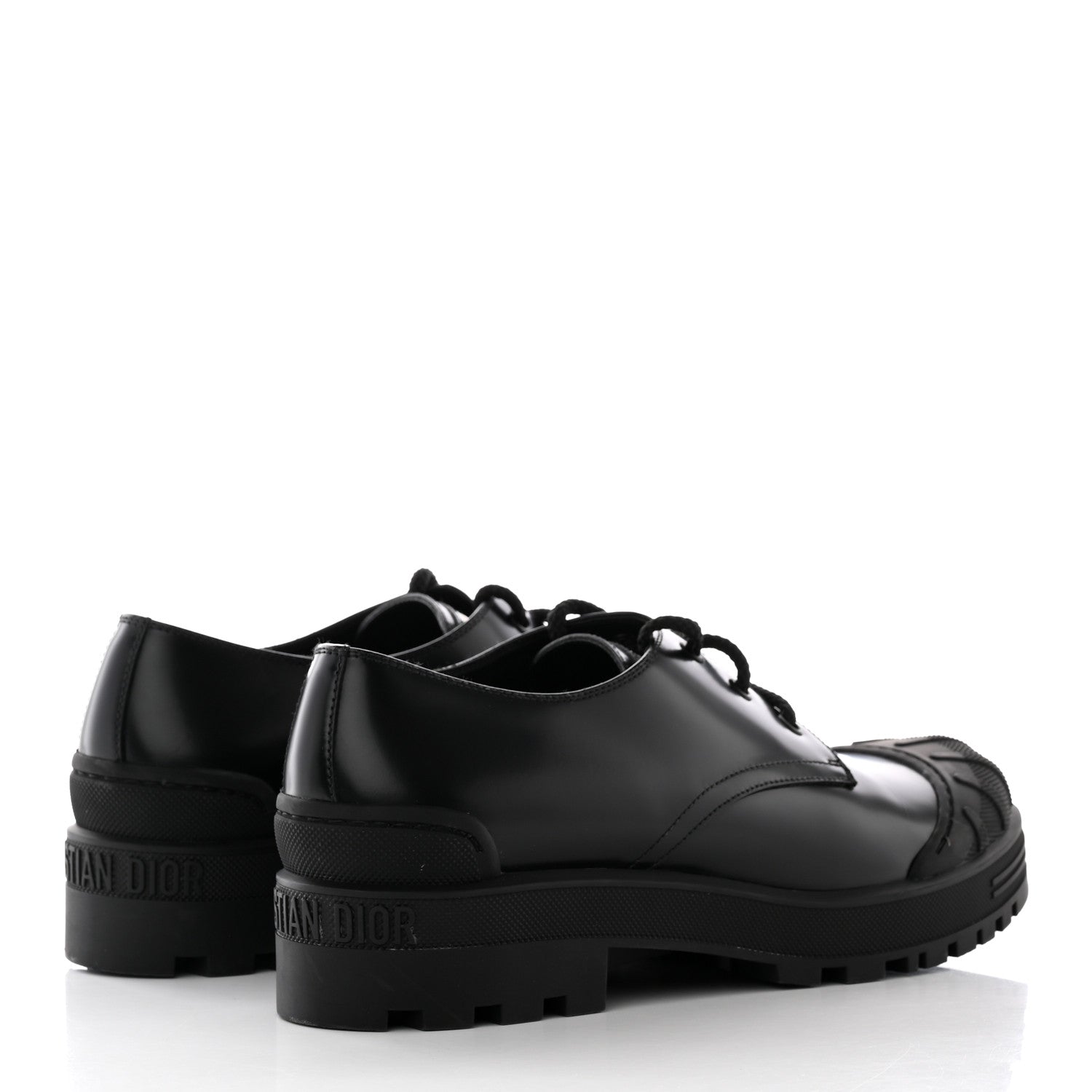 Christian Dior Brushed Calfskin Rubber Dioriron Derby Flat Shoes 41 Black 4 of 23