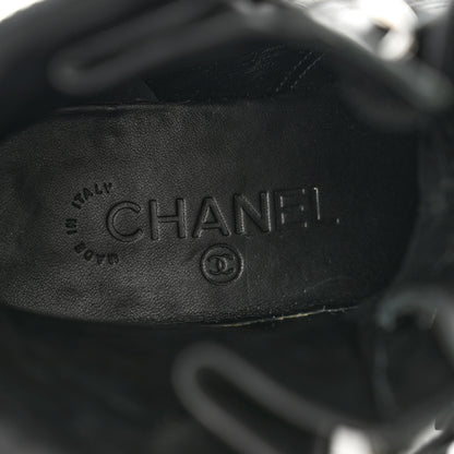 Chanel Calfskin Quilted Lace Up Combat Boots 37 Black 8 of 10