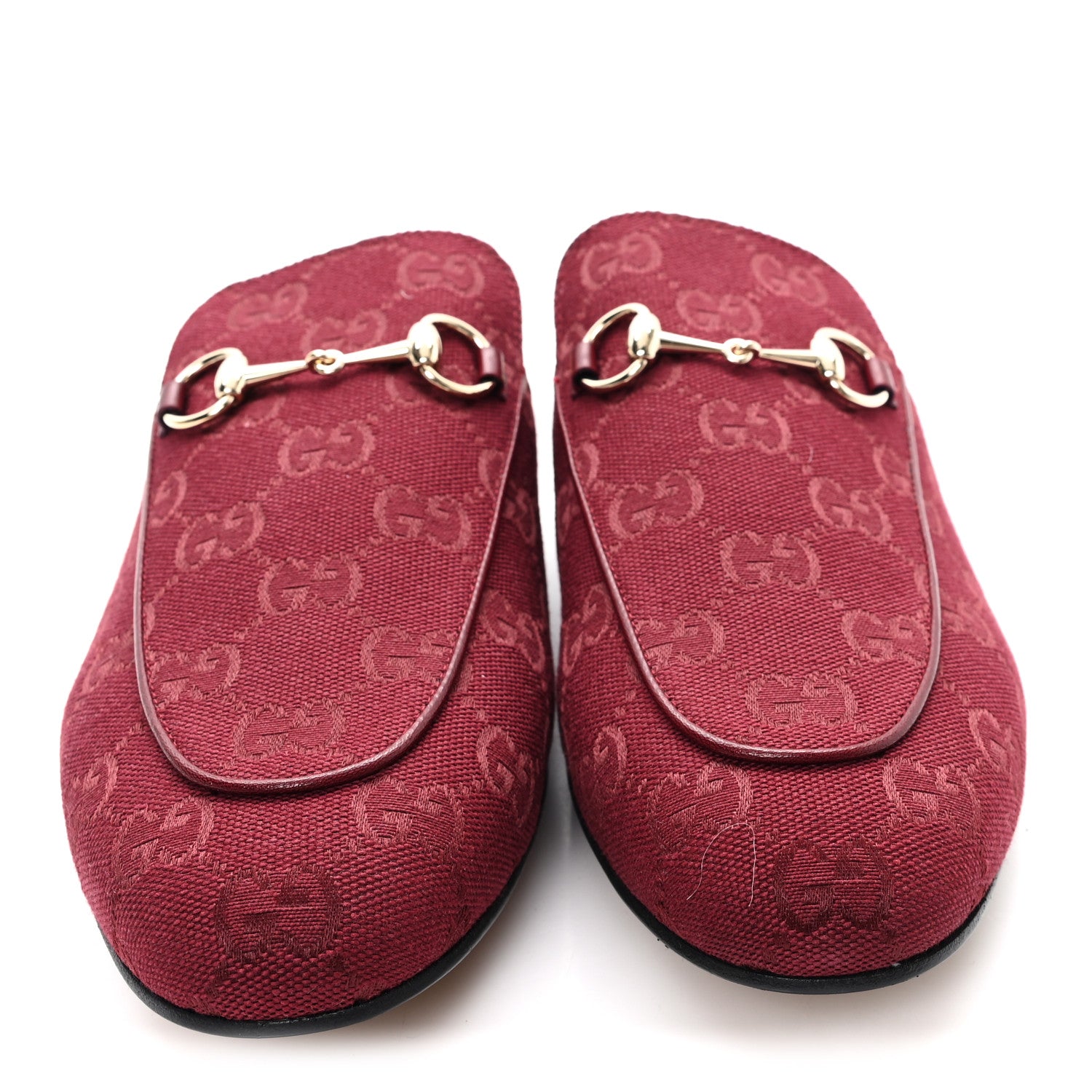 Gucci New Canvas GG Monogram Malaga Kid Womens Princetown Slippers 40 Rosso Ancora 3 of 10