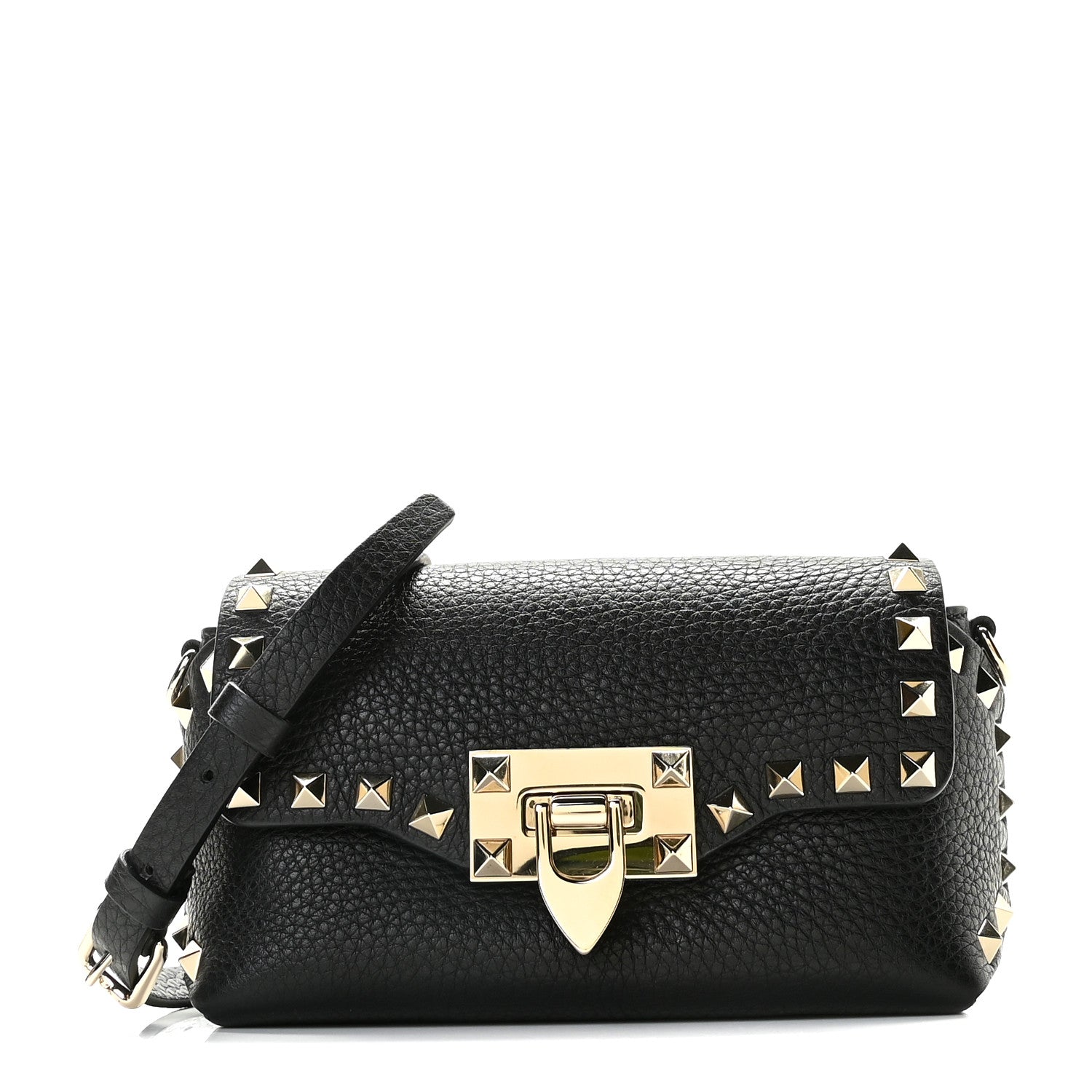 Valentino Garavani Pebbled Calfskin Mini Rockstud Crossbody Bag Black 1 of 9