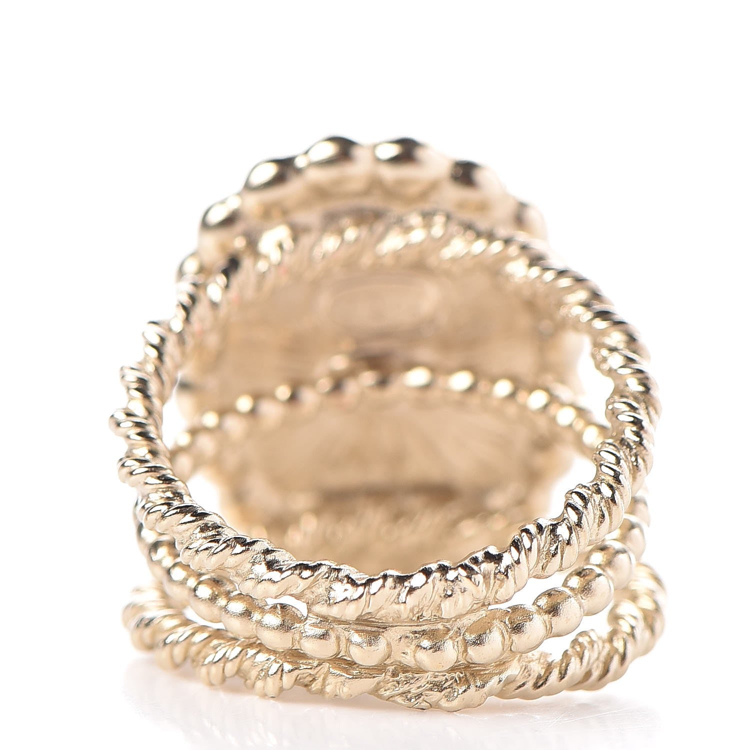 Chanel Enamel Pearl CC Ring 5.5 Black Gold 3 of 5