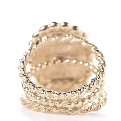 Chanel Enamel Pearl CC Ring 5.5 Black Gold 3 of 5