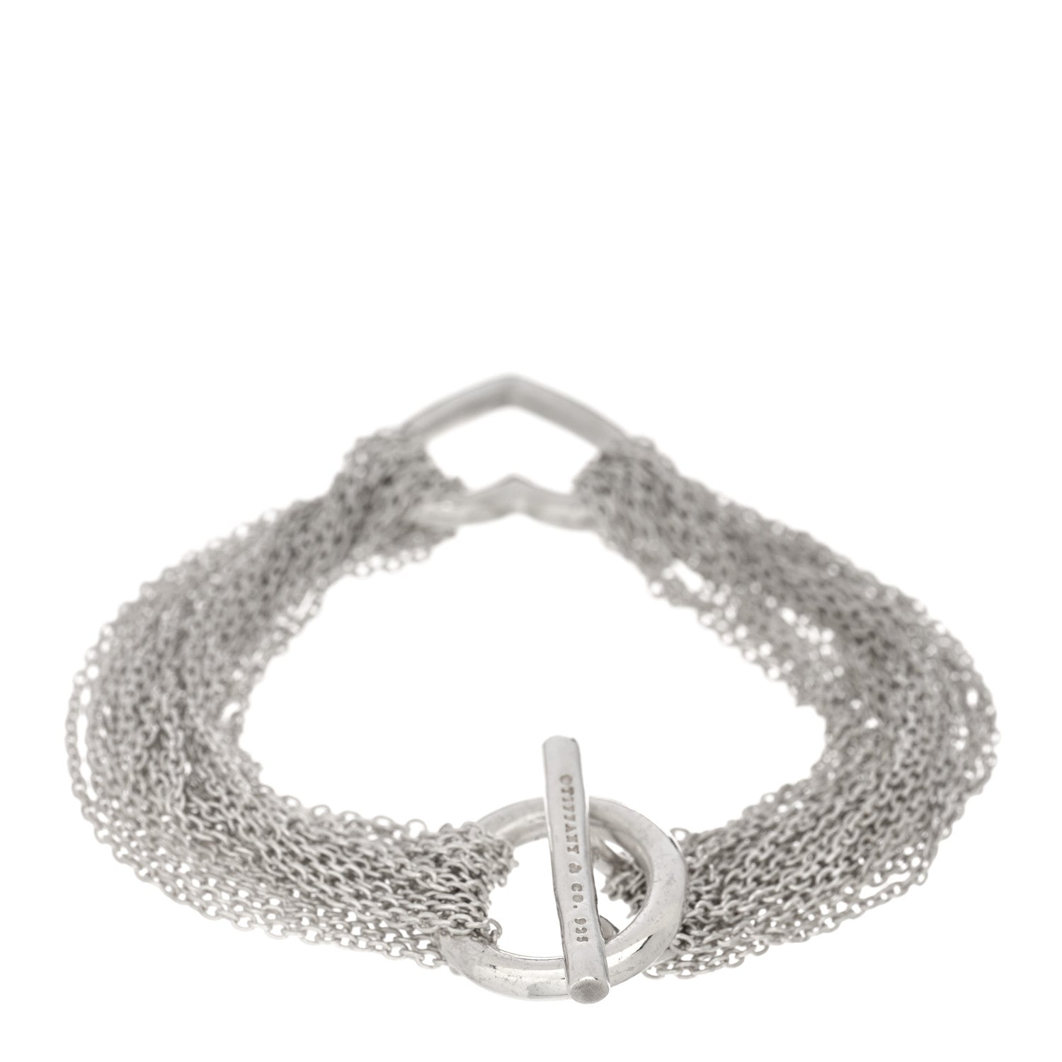 Tiffany Sterling Silver Open Heart Multi Strand Bracelet 2 of 3