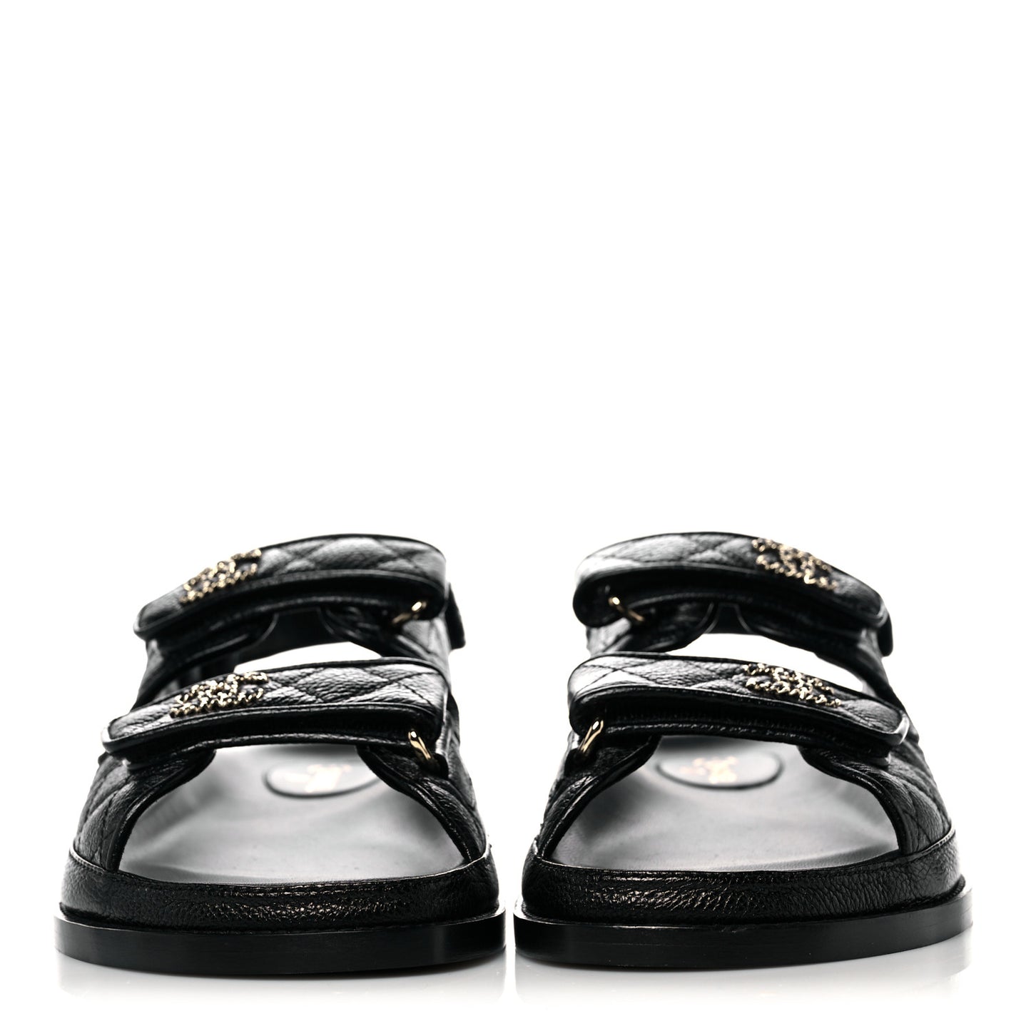 Grained Calfskin Velcro Dad Sandals 41 Black