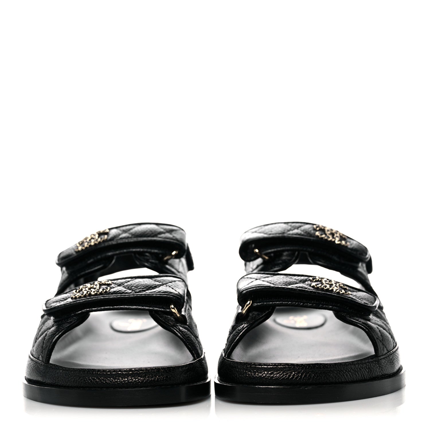 Chanel Grained Calfskin Velcro Dad Sandals 41 Black 2 of 8