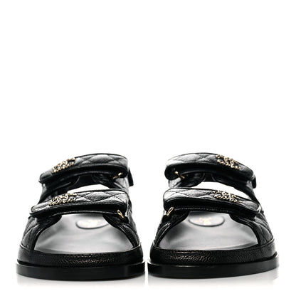Chanel Grained Calfskin Velcro Dad Sandals 41 Black 2 of 8