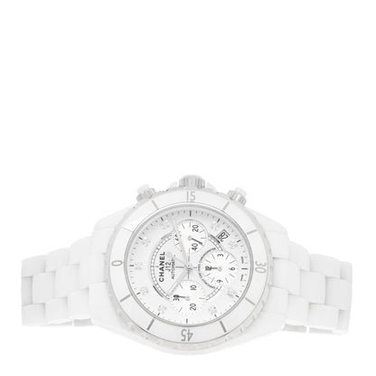 Chanel Stainless Steel Ceramic Diamond 41mm J12 Chronograph Automatic Watch White 2 of 5
