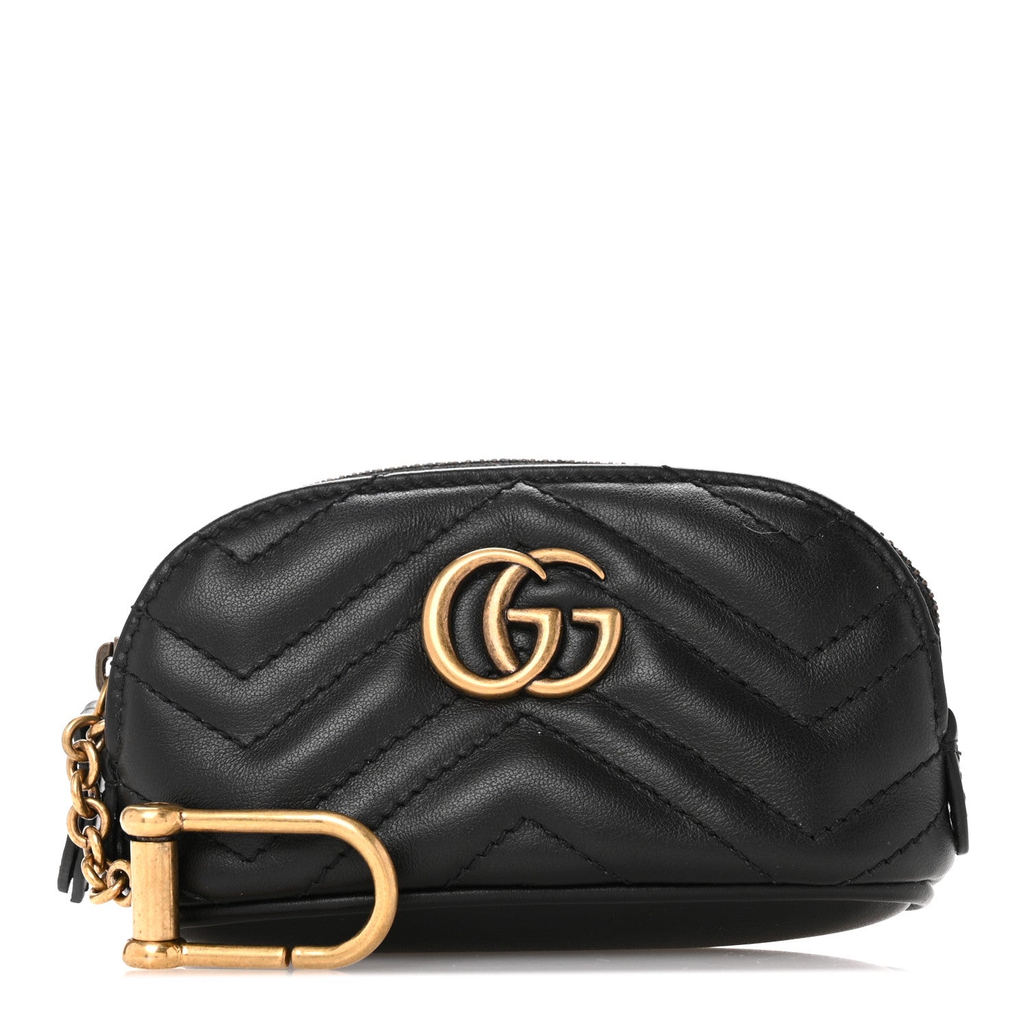 Gucci Calfskin Matelasse GG Marmont Key Pouch Black 1 of 7