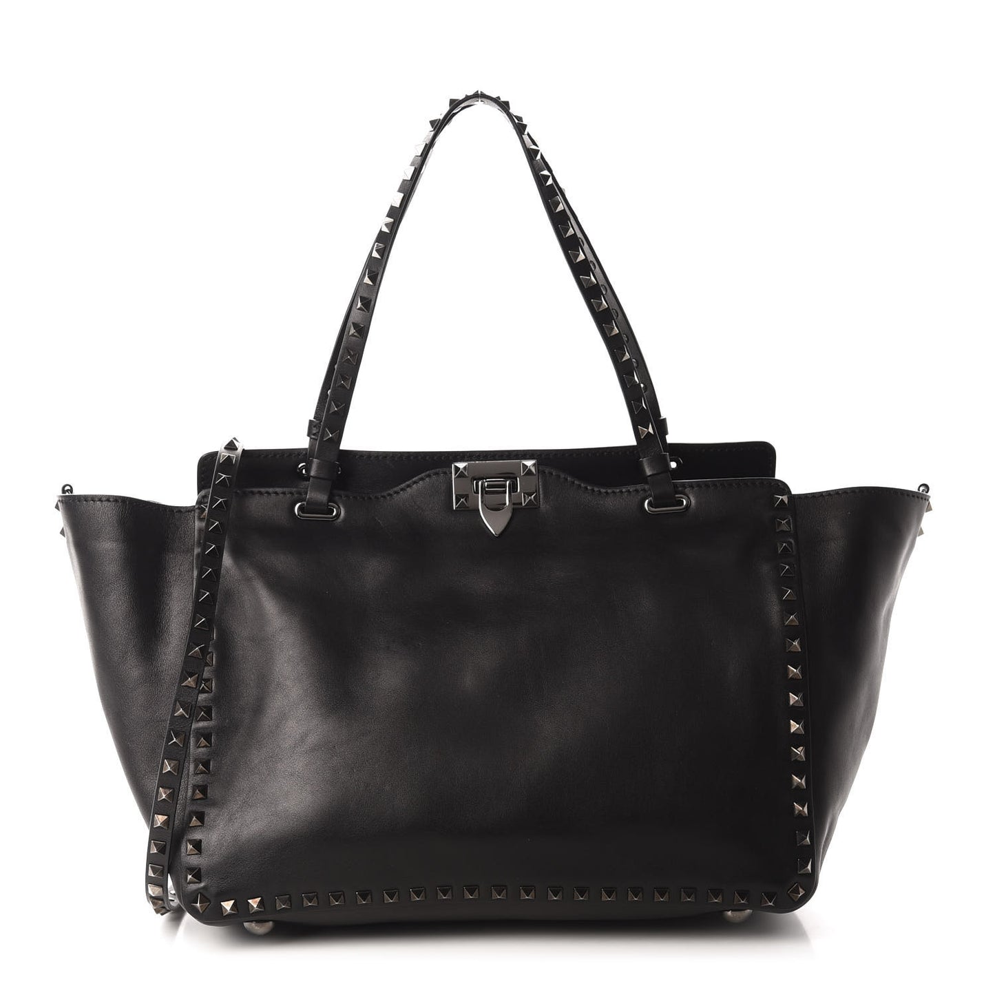 Vitello Medium Rockstud Tote Black