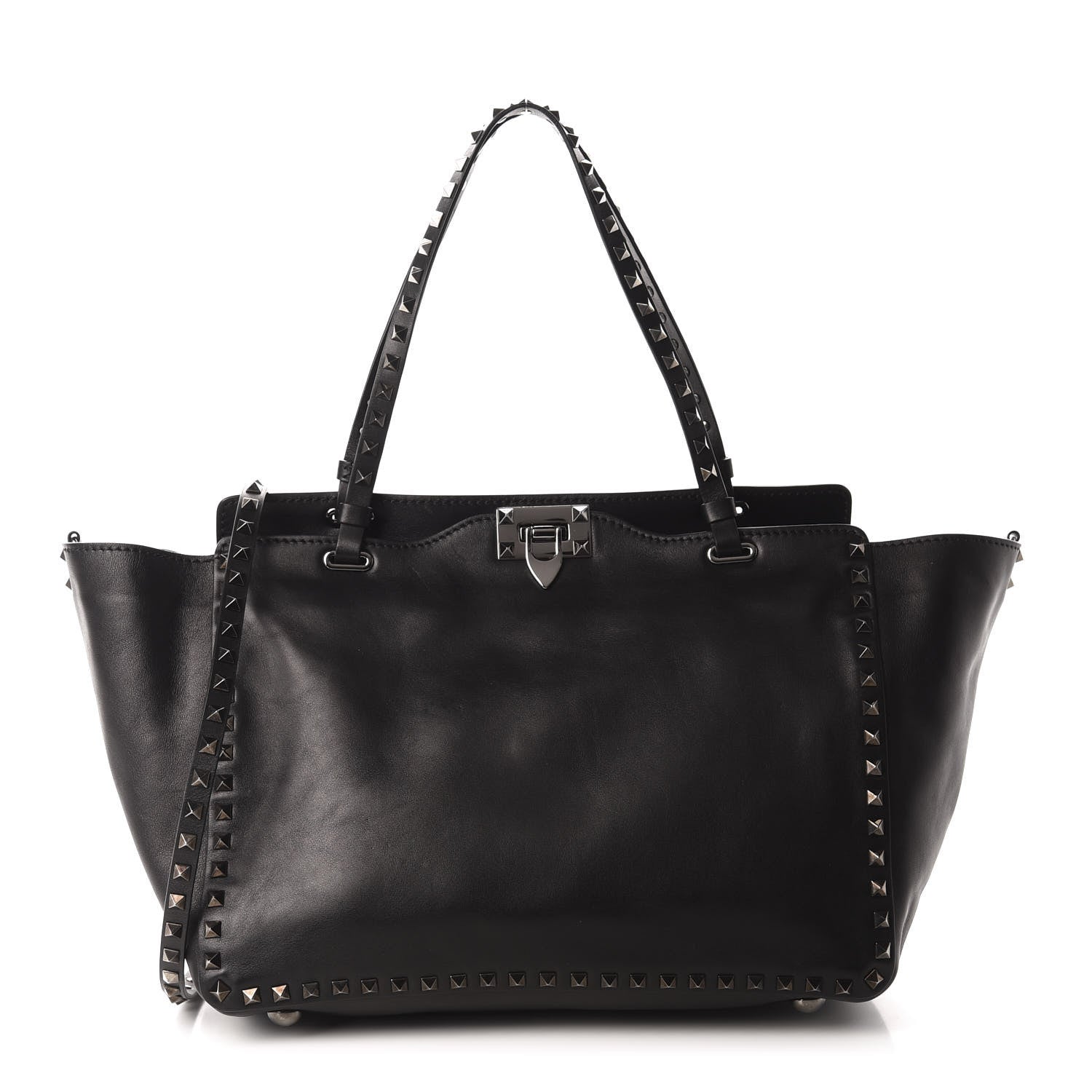 Valentino Garavani Vitello Medium Rockstud Tote Black 1 of 9