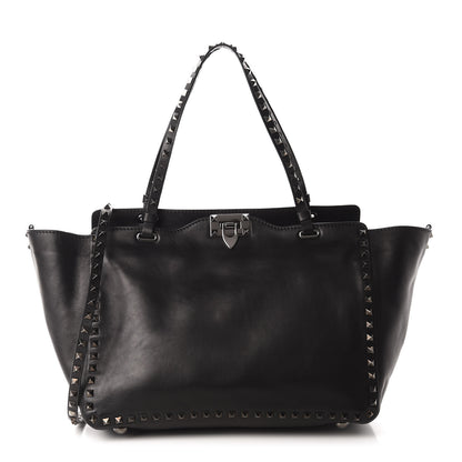 Valentino Garavani Vitello Medium Rockstud Tote Black 1 of 9