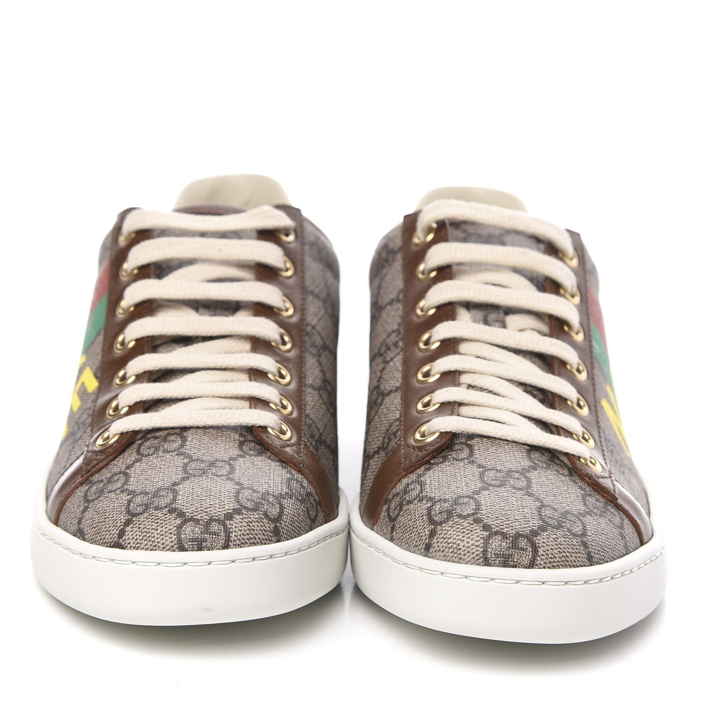 GG Supreme Monogram Fake/Not Womens Ace Sneakers 38 Beige New Shamarock Brown Sugar