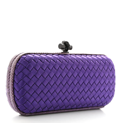 Bottega Veneta Satin Intreccio Impero Ayers Stretch Knot Clutch Purple 3 of 6