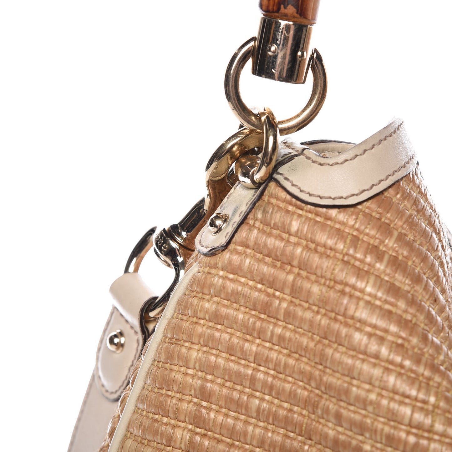 Straw Peggy Bamboo Handle Hobo
