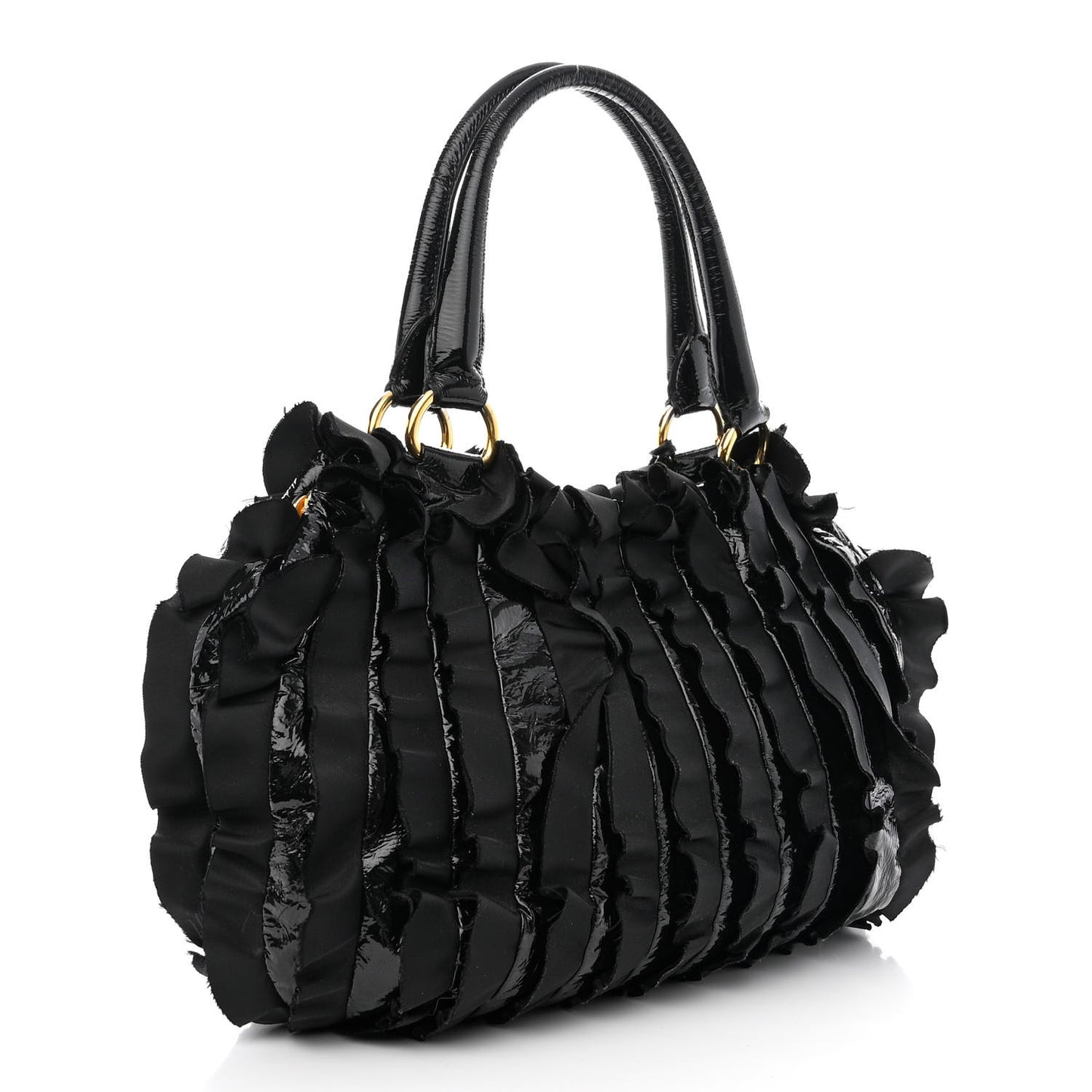 Nappa Ruffle Bag Black