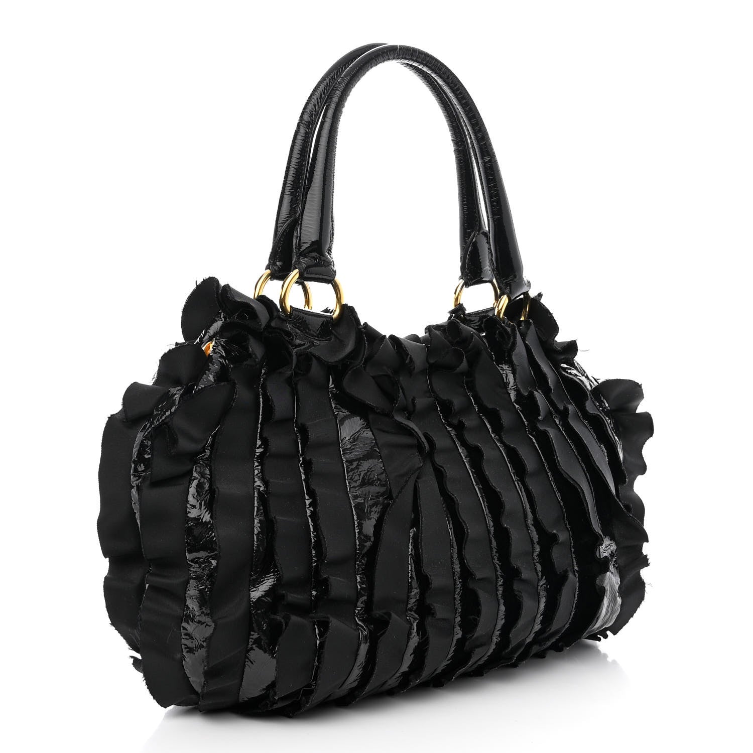 Prada Nappa Ruffle Bag Black 3 of 12