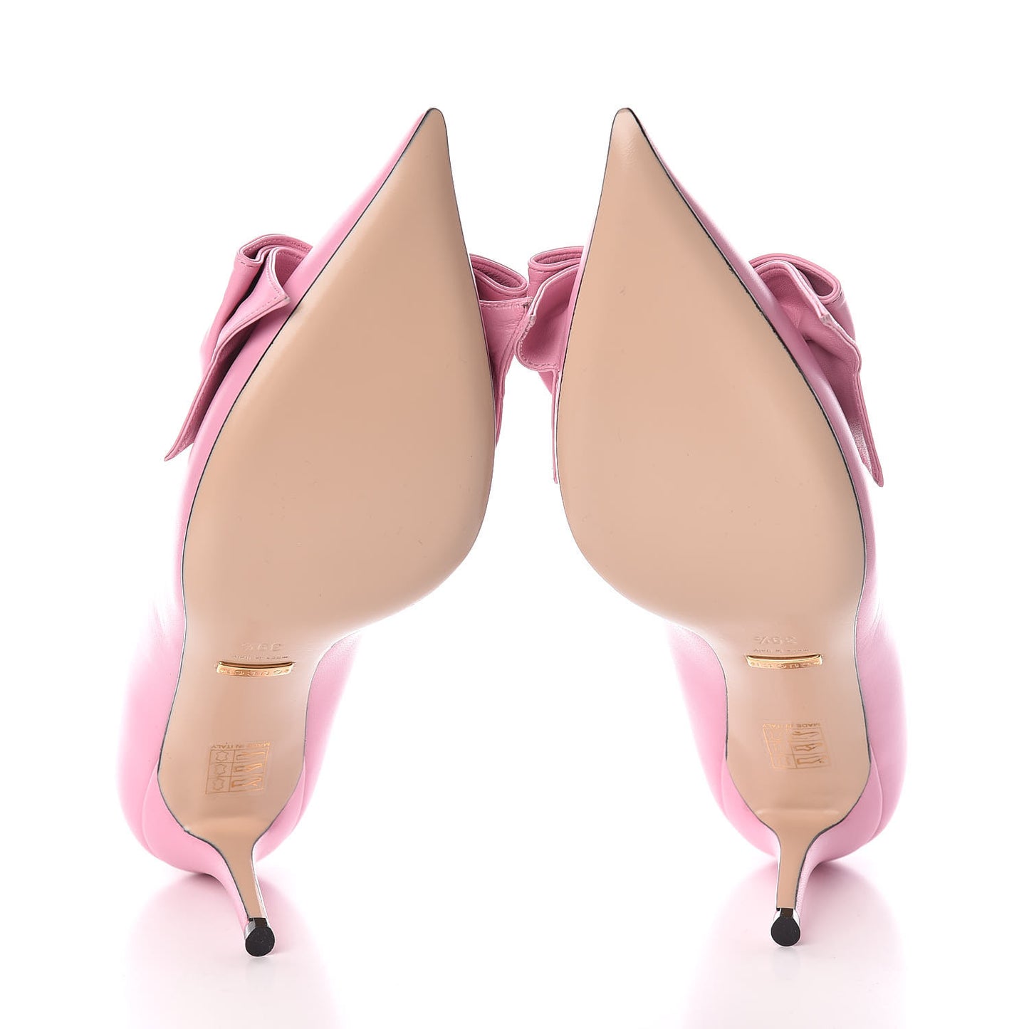 Nappa Queen Margaret Bow Mid Heel Pumps 39.5 Sugar Pink