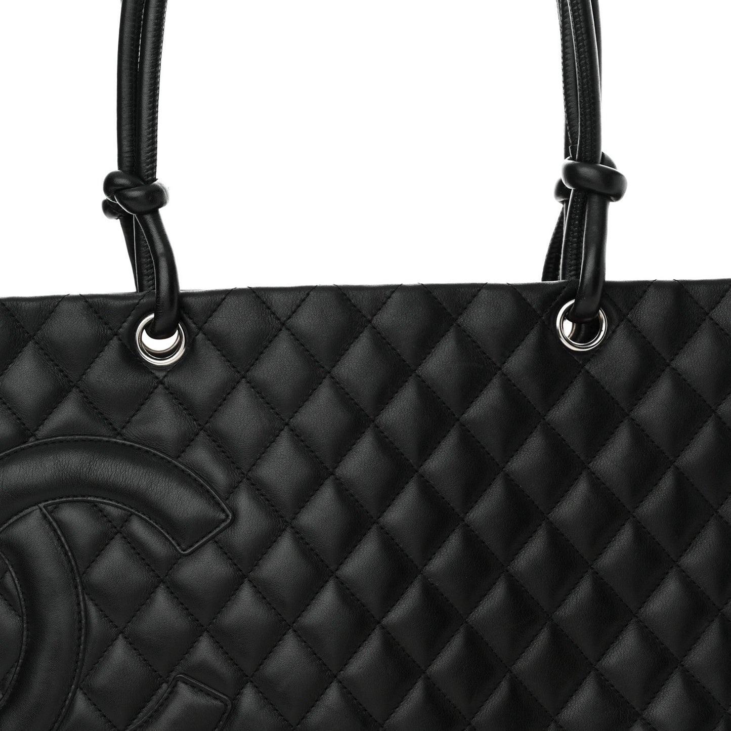 Calfskin Quilted Large Cambon Tote Black