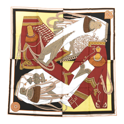Hermes Silk Zouaves Et Dragons Scarf 90 Jaune Vif Bordeaux 1 of 3