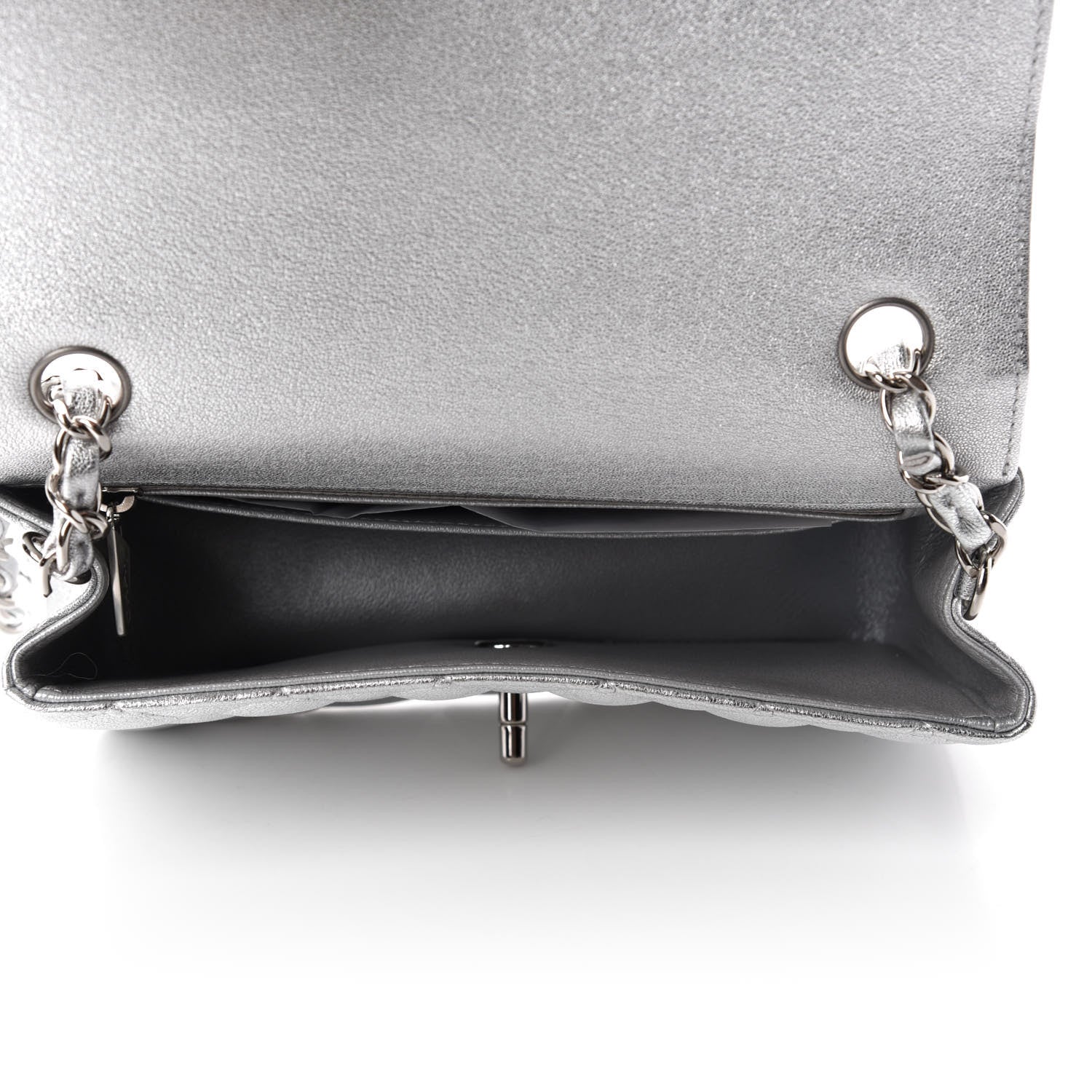 Chanel Metallic Lambskin Quilted Mini Rectangular Flap Silver 5 of 11