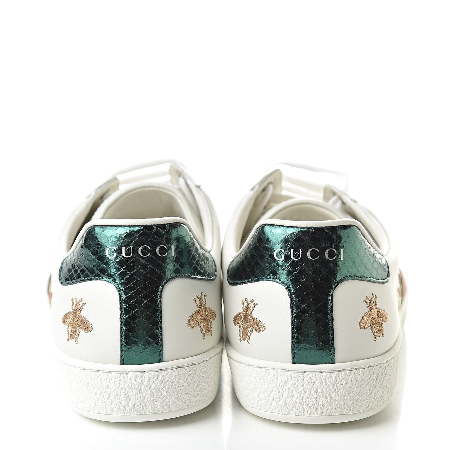 Calfskin Ayers Web Bee Star Embroidered Mens Ace Sneakers 6 White Green