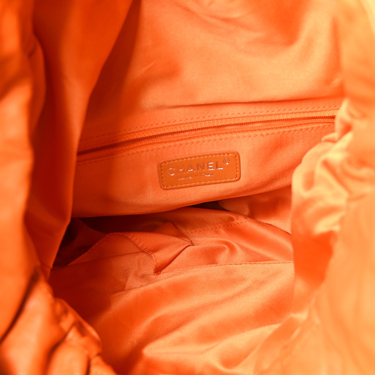 Chanel Lambskin Quilted Jumbo Grocery By Chanel Drawstring Shopping Bag Orange 9 of 16