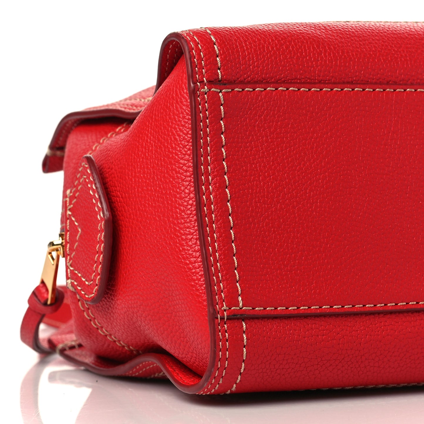 Textured Calfskin Cruiser Satchel Fire Red
