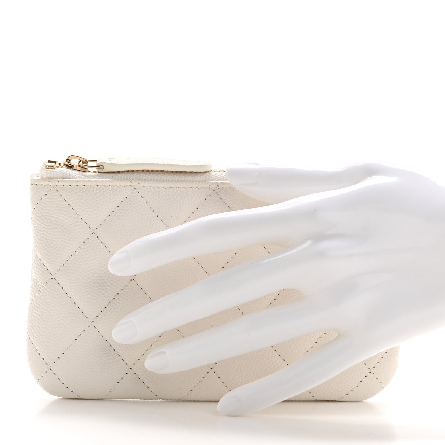 Chanel Caviar Quilted Small Cosmetic Case White 2 of 8