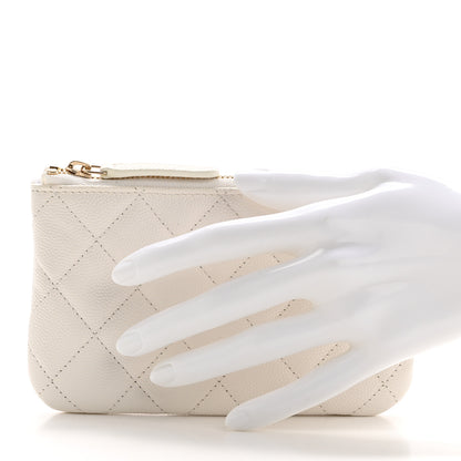 Chanel Caviar Quilted Small Cosmetic Case White 2 of 8