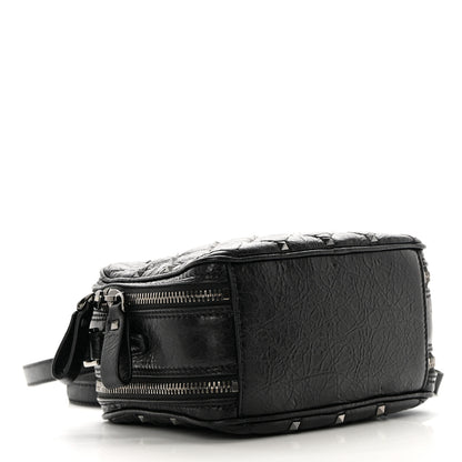 Valentino Garavani Craquele Nappa Rockstud Spike Double Zip Camera Crossbody Bag Black 4 of 13