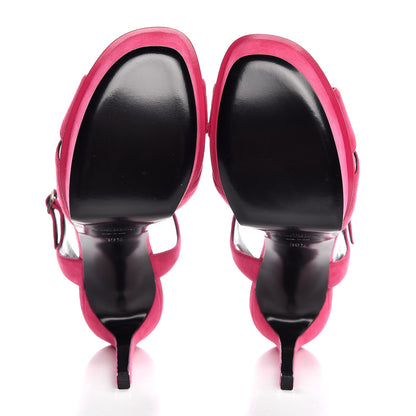 Saint Laurent Suede Bow Bianca 105 Platform Sandals Heels 39.5 Bubblegum 4 of 8