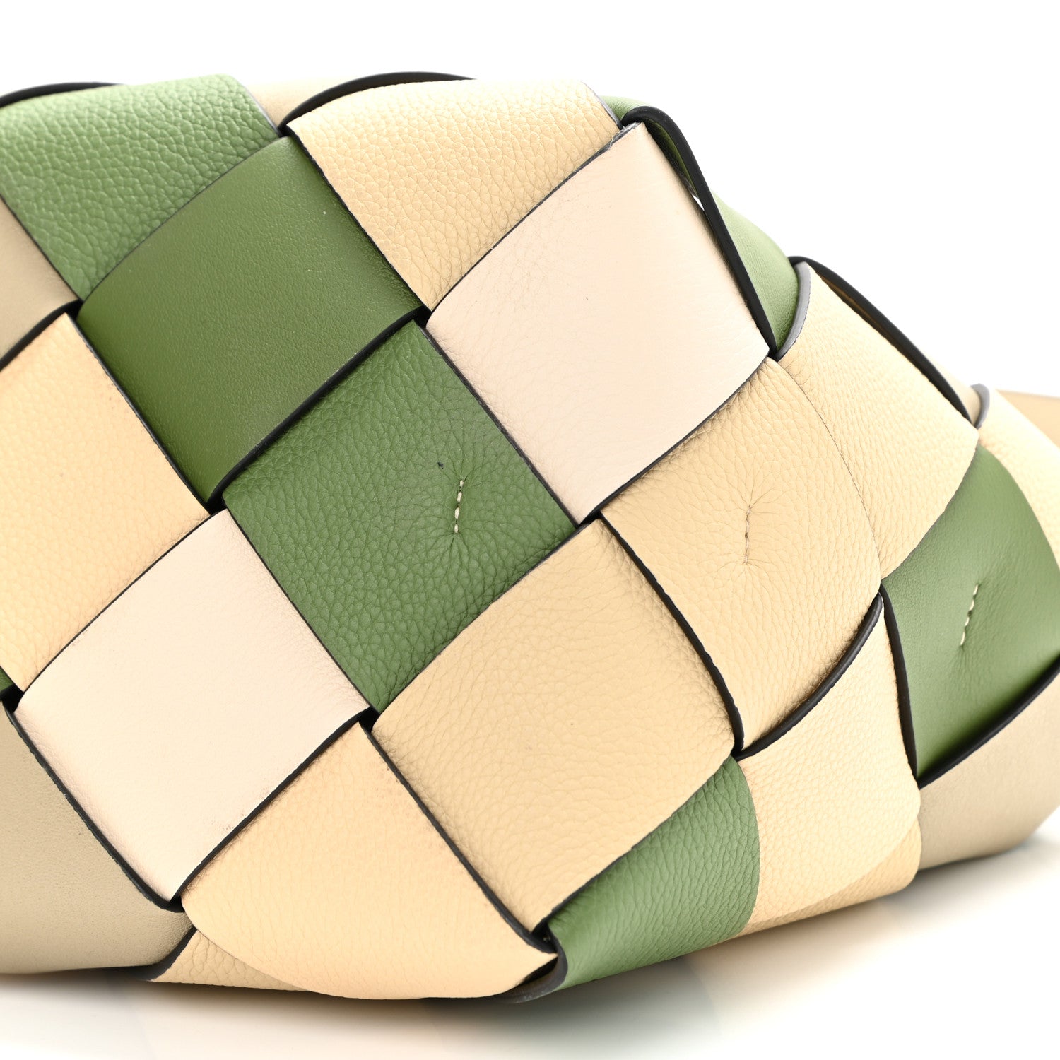 Loewe Calfskin Woven Small The Surplus Collection Basket Bag Avocado Ivory 9 of 9
