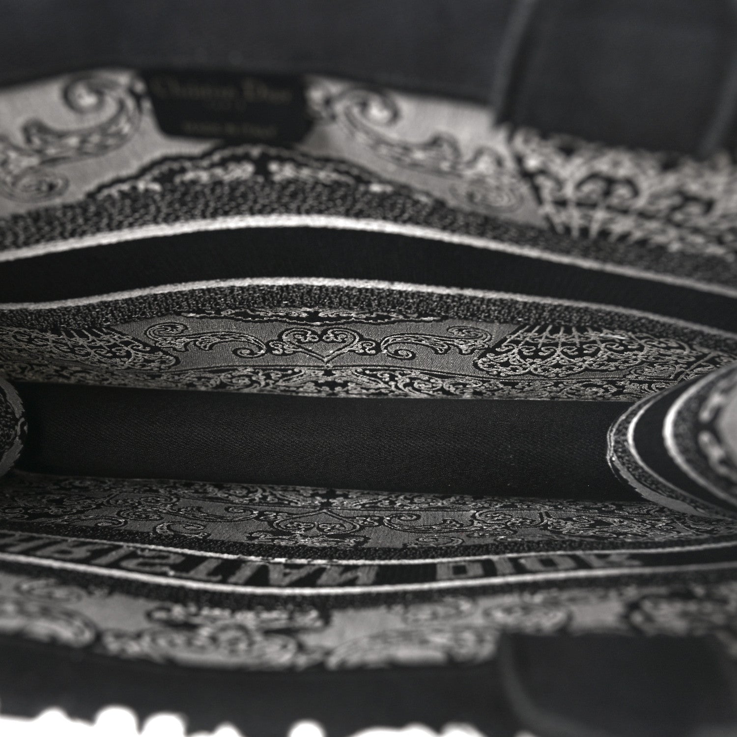 Christian Dior Canvas Embroidered Medium Ornamental Cornely Effect Book Tote Black White 5 of 8