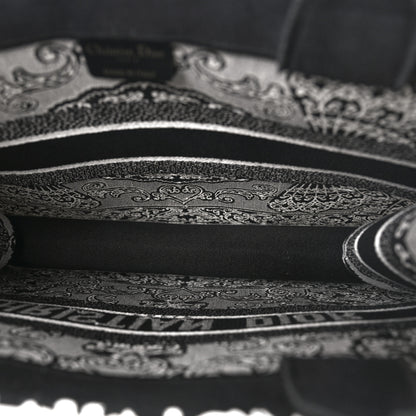 Christian Dior Canvas Embroidered Medium Ornamental Cornely Effect Book Tote Black White 5 of 8