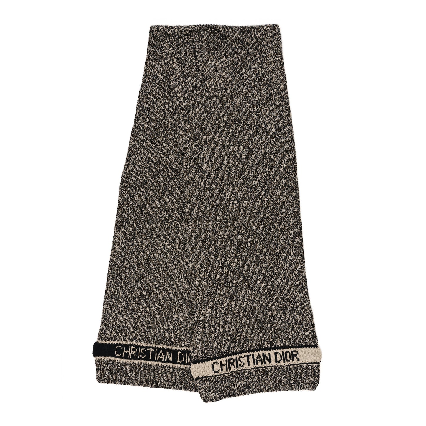 Wool Cashmere Logo Scarf Beige Black