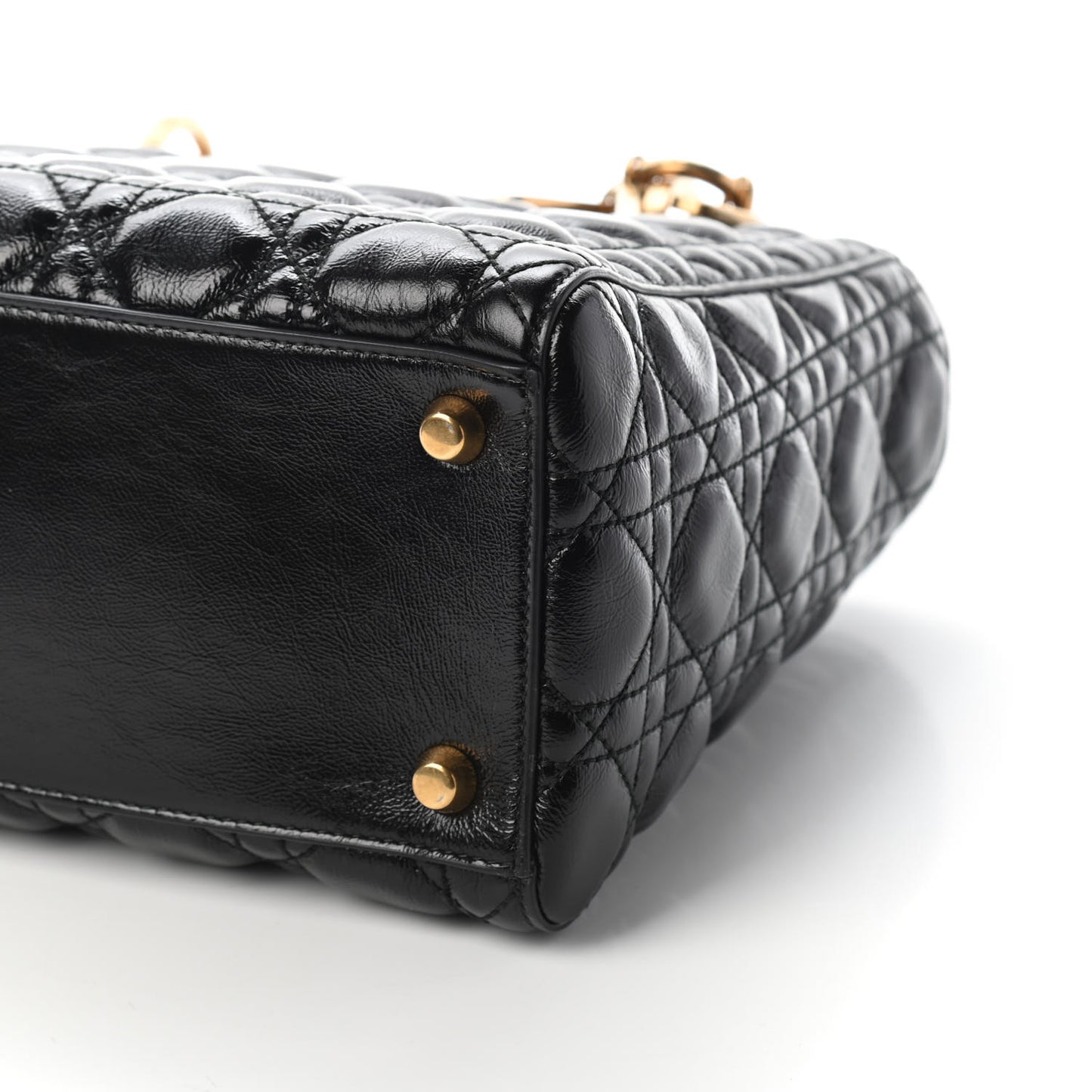 Crinkled Patent Cannage Medium Bohemian Lady Dior Black