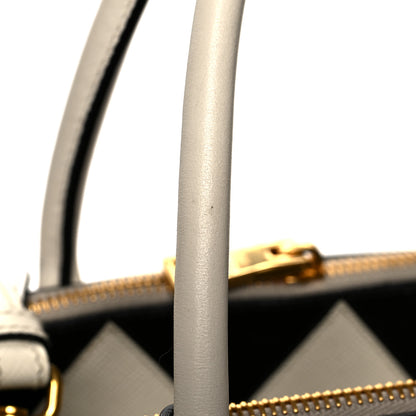 Prada Saffiano City Calfskin Greche Paradigme Bag White Black 15 of 15