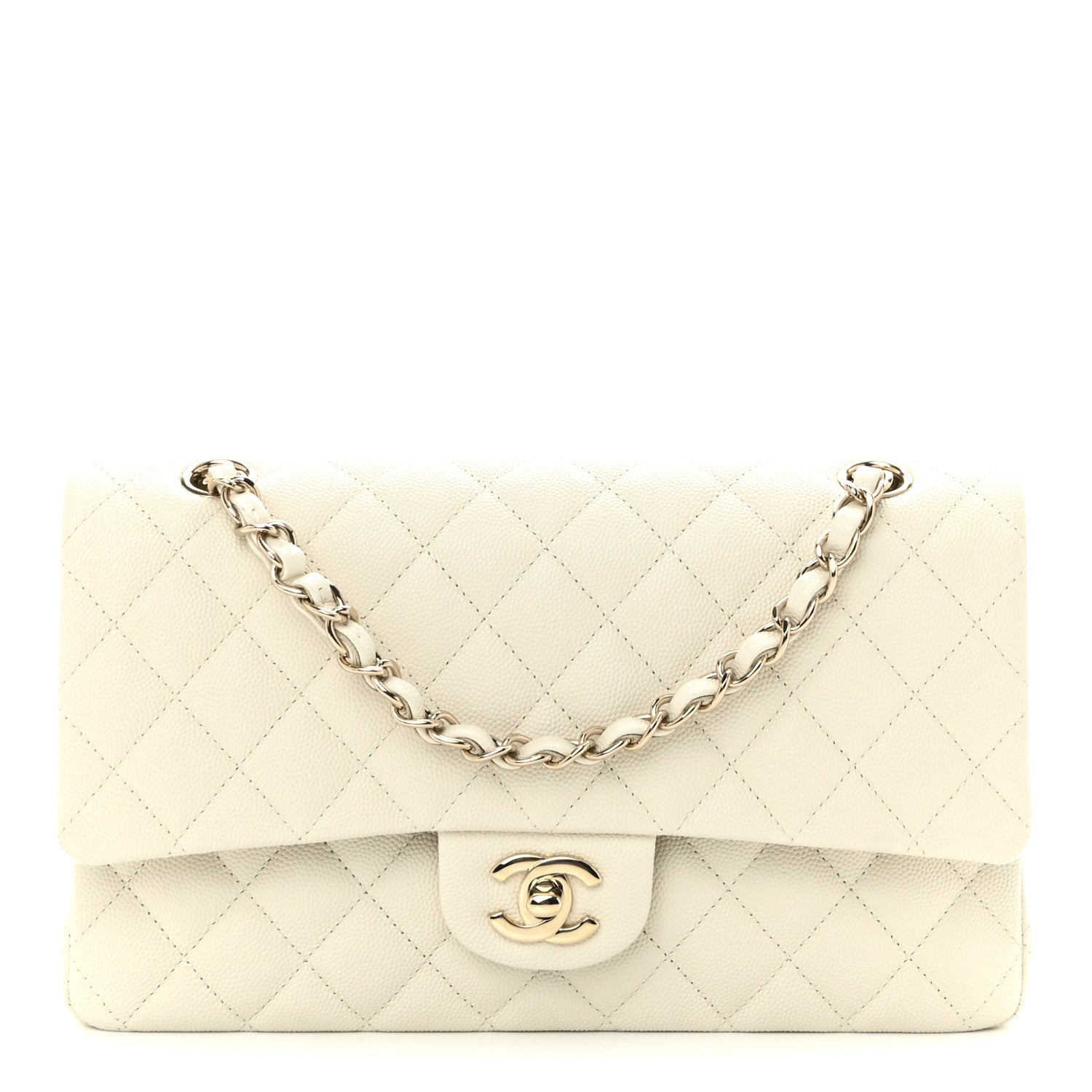 Chanel Caviar Quilted Medium Double Flap White 1 of 10