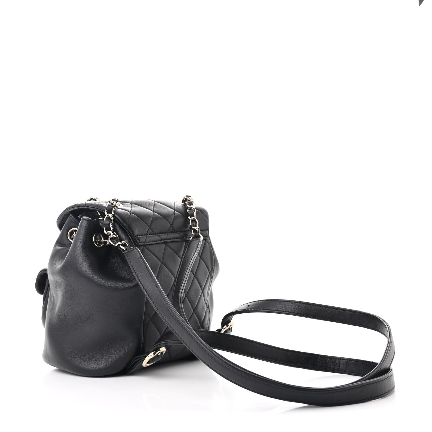 Chanel Lambskin Quilted Small Duma Drawstring Backpack Black 3 of 10