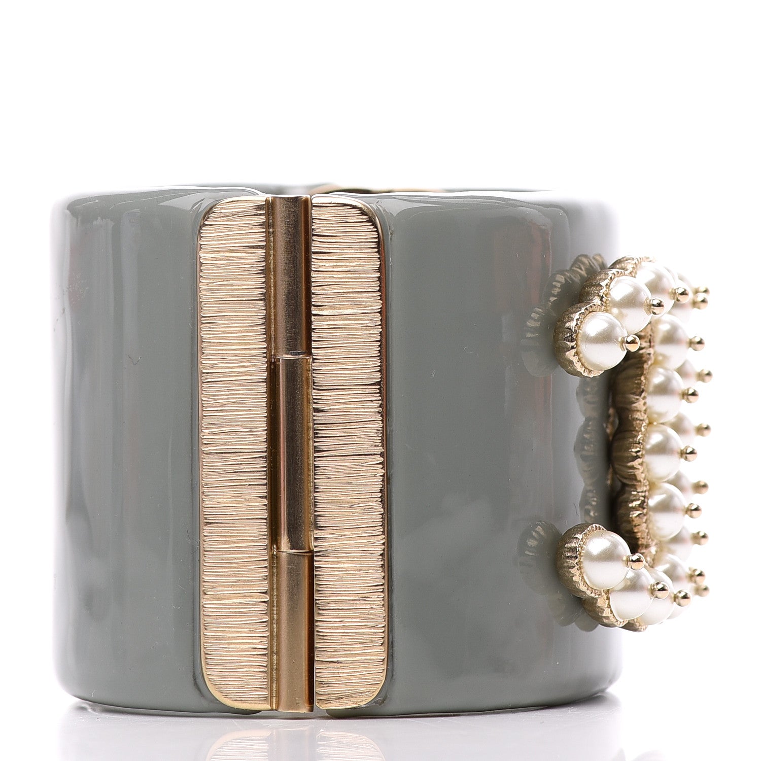 Chanel Resin Pearl CC Cuff Grey 4 of 5
