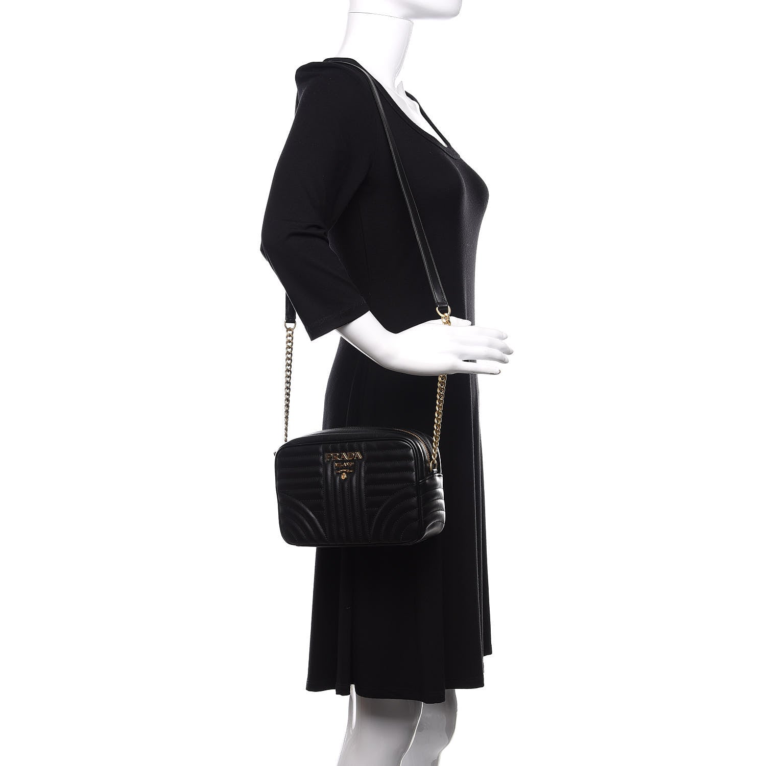 Prada Soft Calfskin Diagramme Camera Bag Black 2 of 9